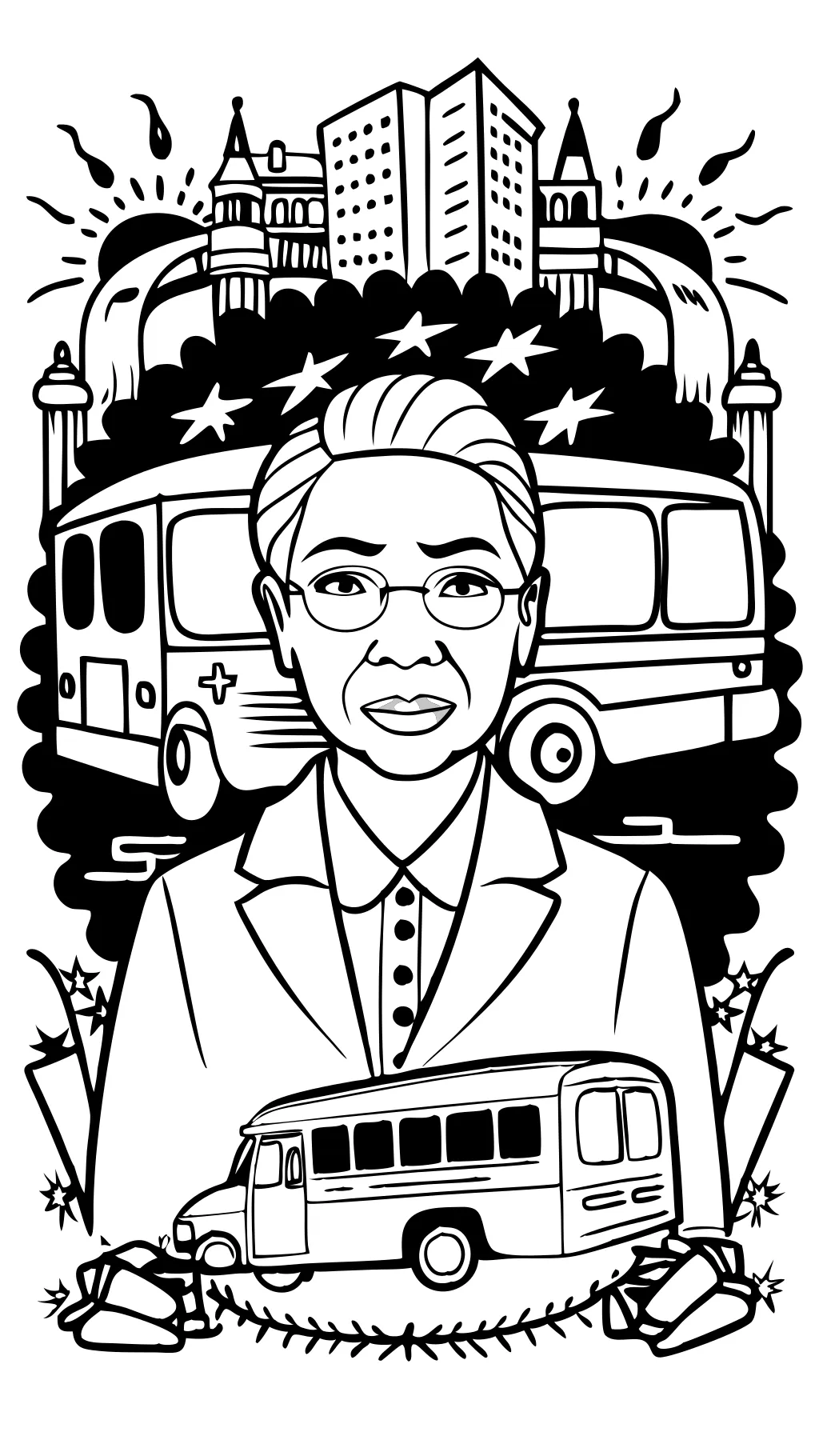 Página para colorear de Rosa Parks